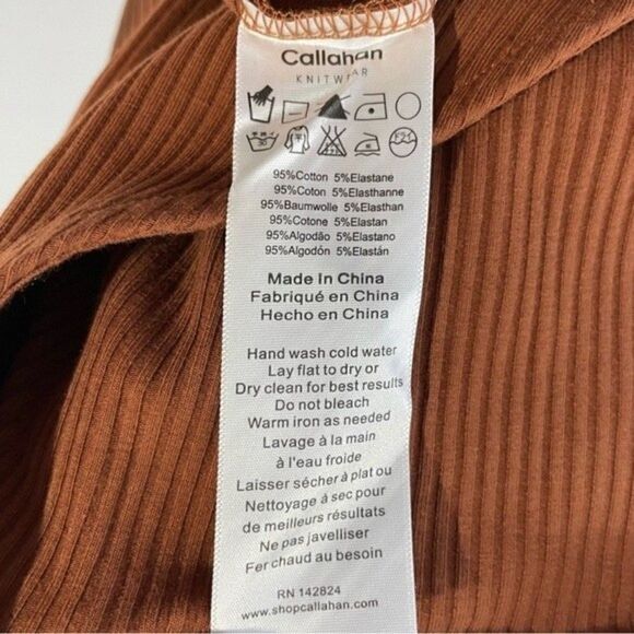 Anthropologie Callahan Open Front Ring Bell Sleeve Ribbed Vera Top Coco Mocha M - Picture 15 of 16